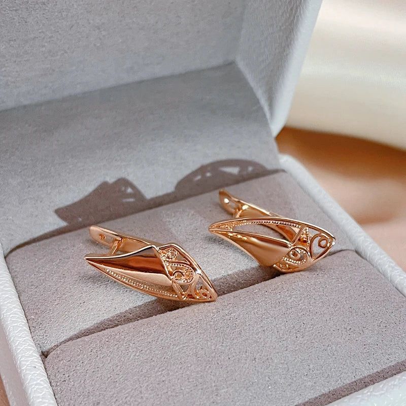 Chic 585 Rose Gold Geometric Drop Earrings - Trendsetting Fashion Jewelry