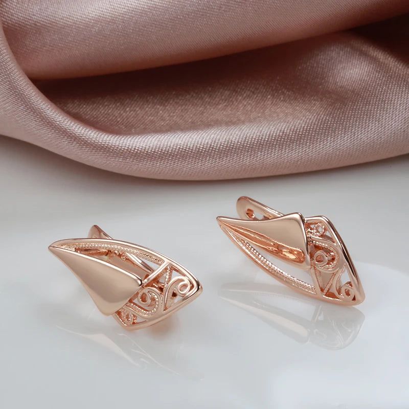 Chic 585 Rose Gold Geometric Drop Earrings - Trendsetting Fashion Jewelry