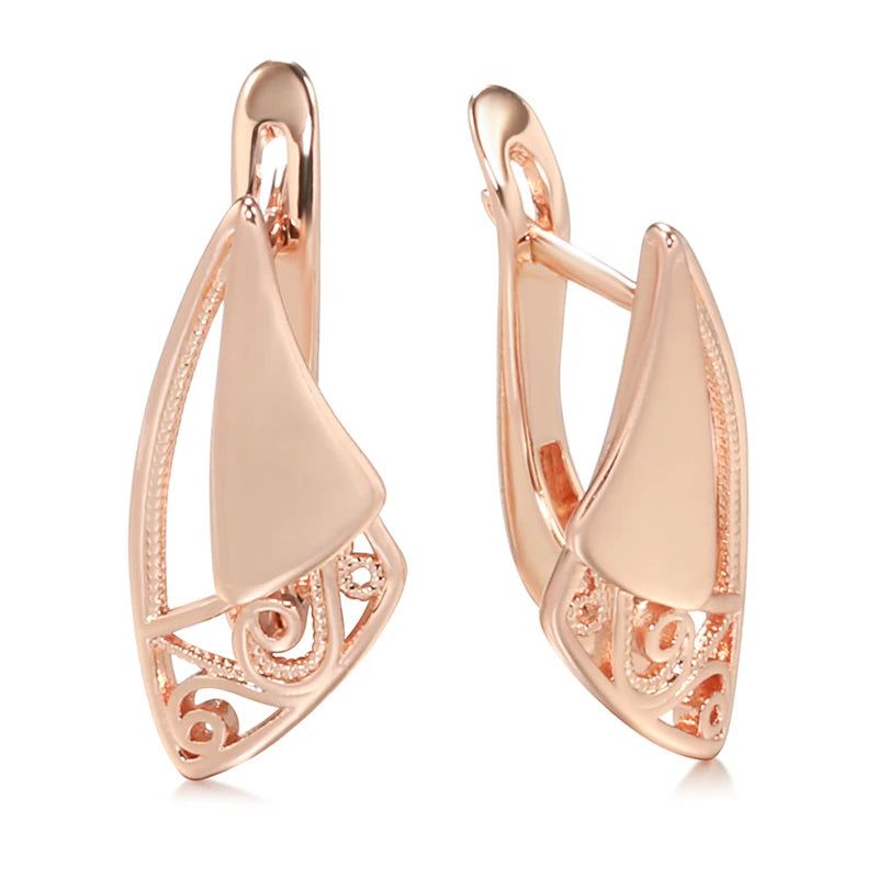 Chic 585 Rose Gold Geometric Drop Earrings - Trendsetting Fashion Jewelry