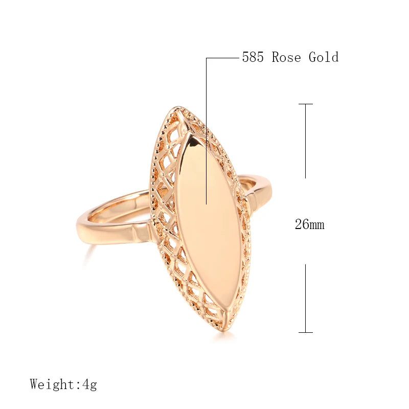 Chic 585 Rose Gold Weaving Rhombus Cocktail Ring for Elegant Occasions