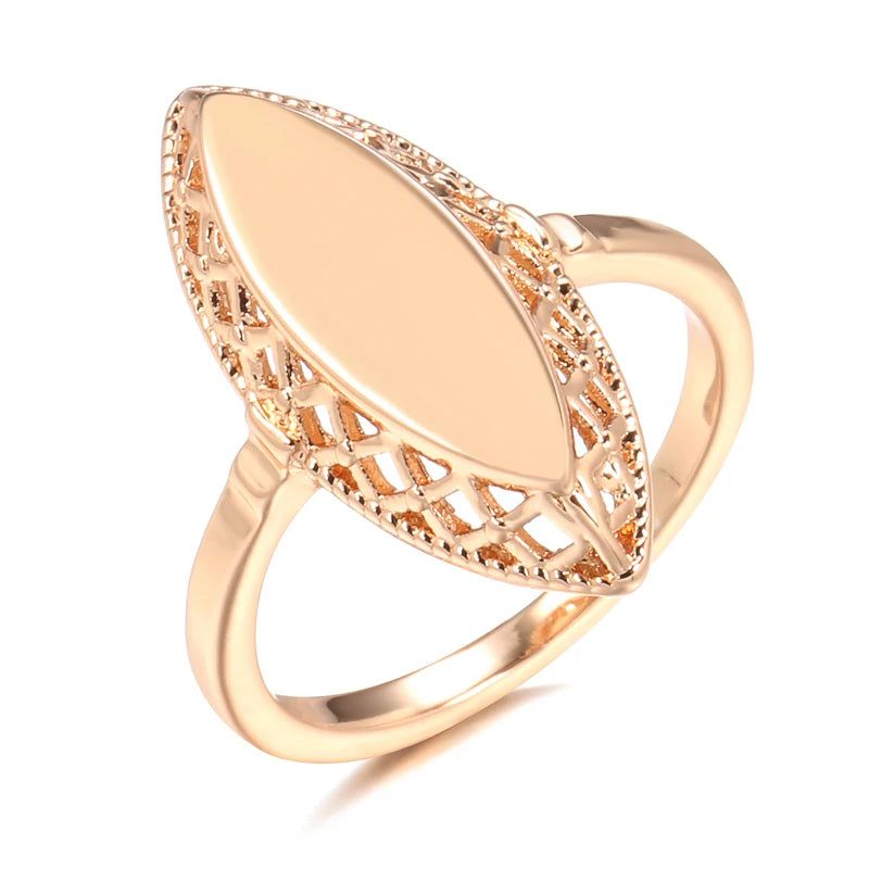 Chic 585 Rose Gold Weaving Rhombus Cocktail Ring for Elegant Occasions