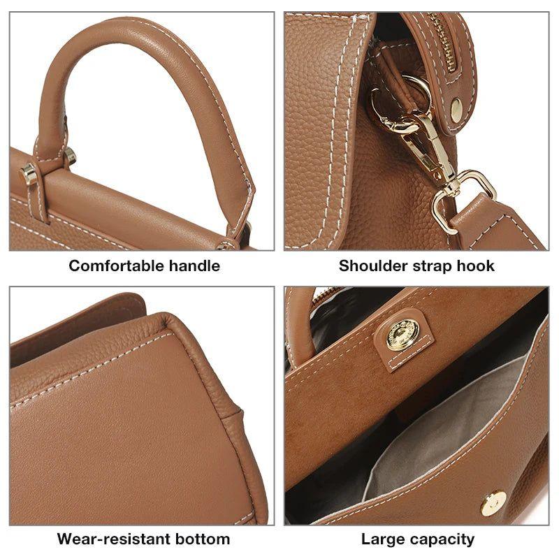 Chic Foxer Genuine Leather Women's Crossbody Handbag - Stylish Office Commuter Tote