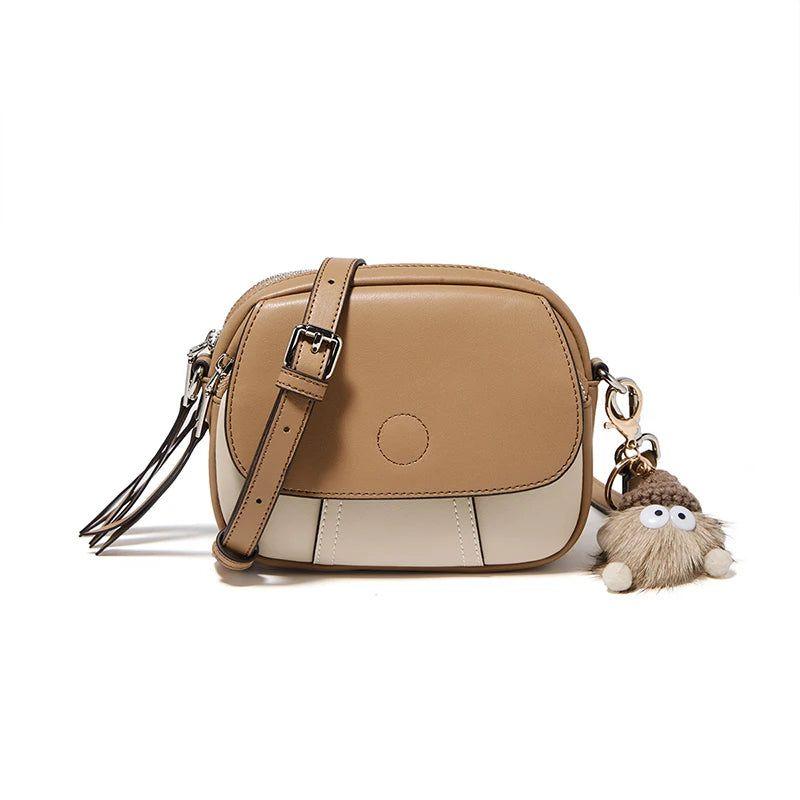 Chic Foxer Leather Crossbody Messenger Bag for Women with Flap Design and Accessories