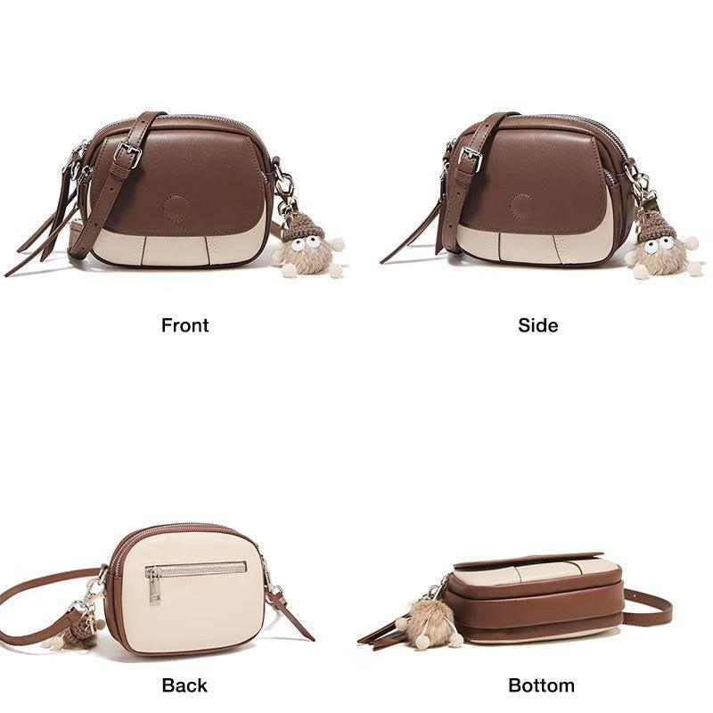 Chic Foxer Leather Crossbody Messenger Bag for Women with Flap Design and Accessories