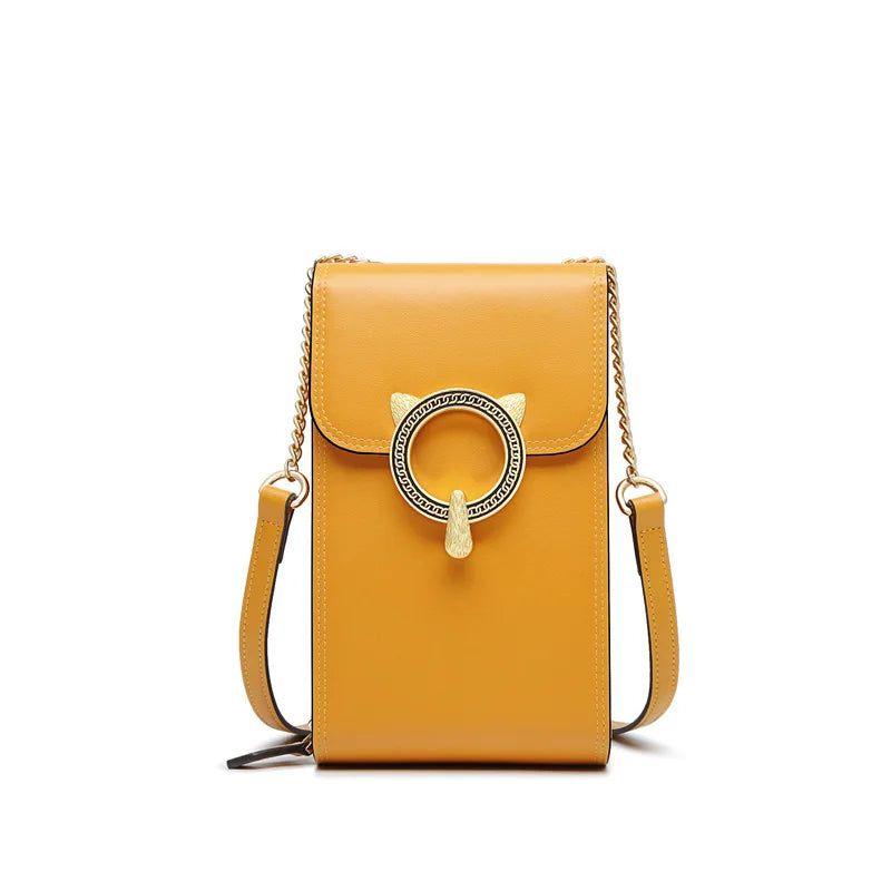 Chic Foxer Mini Crossbody Cellphone Bag for Women - High-Quality Flap Design in Split Leather