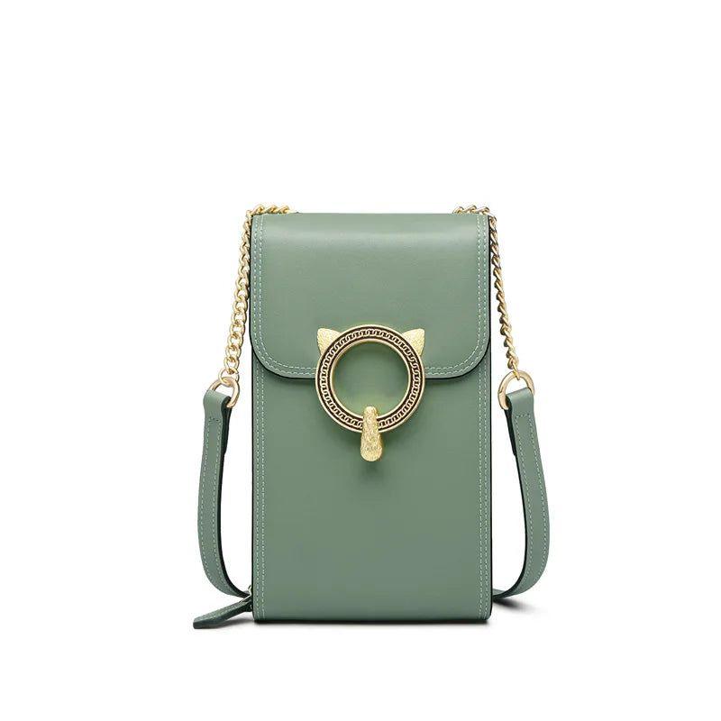 Chic Foxer Mini Crossbody Cellphone Bag for Women - High-Quality Flap Design in Split Leather