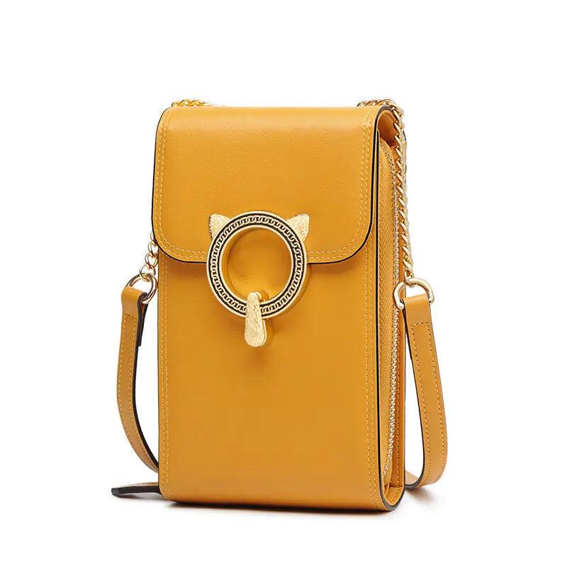 Chic Foxer Mini Crossbody Cellphone Bag for Women - High-Quality Flap Design in Split Leather