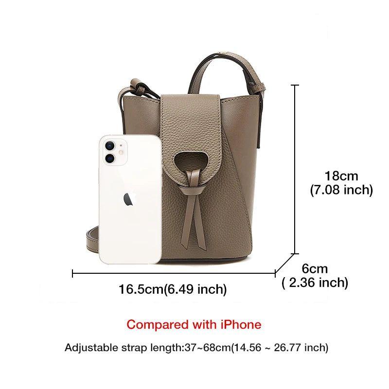 Chic Foxer Mini Phone Crossbody Bag for Women - Stylish Split Leather Travel Companion