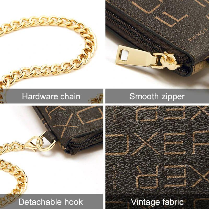 Chic Foxer PVC Signature Crossbody Bag with Monogram and Chain Detail - Perfect for Festivals and Gifting