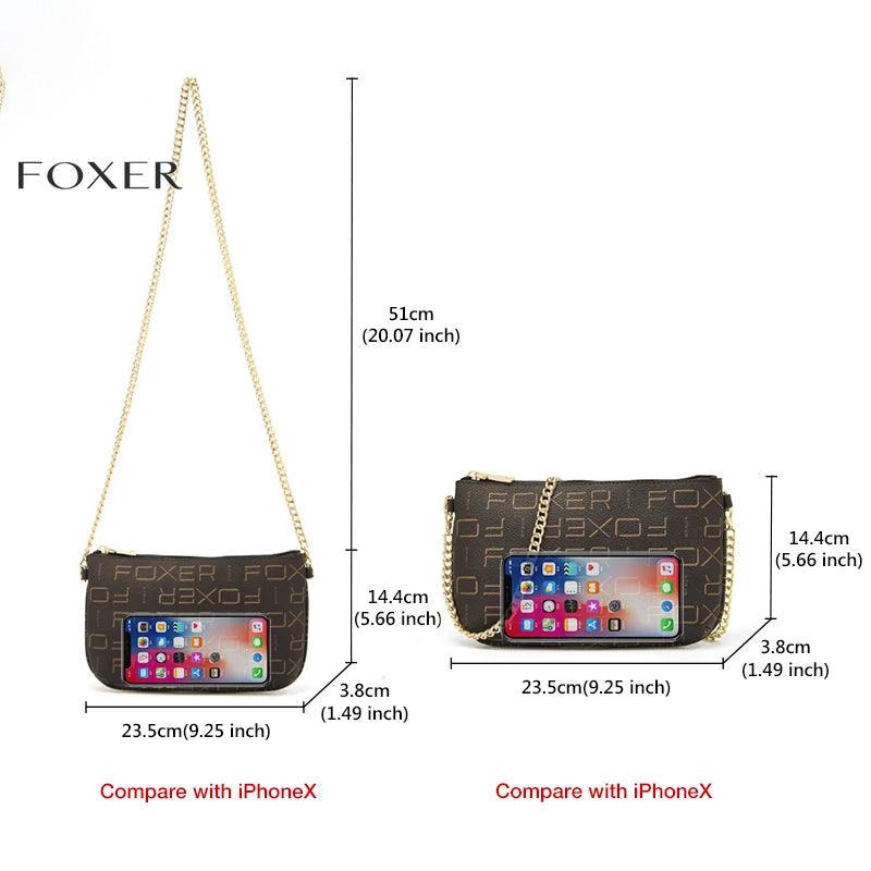 Chic Foxer PVC Signature Crossbody Bag with Monogram and Chain Detail - Perfect for Festivals and Gifting