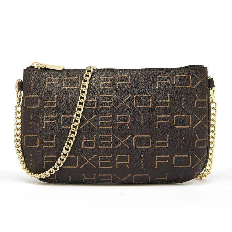 Chic Foxer PVC Signature Crossbody Bag with Monogram and Chain Detail - Perfect for Festivals and Gifting