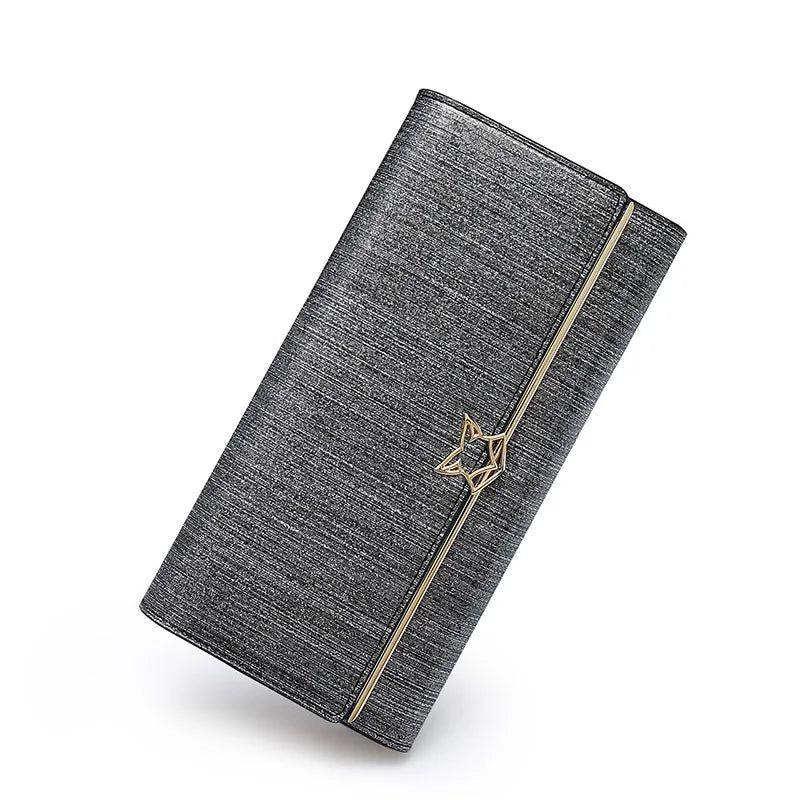 Chic Foxer Women's Long Leather Wallet - Stylish Clutch and Card Holder with Shiny Luxury Finish