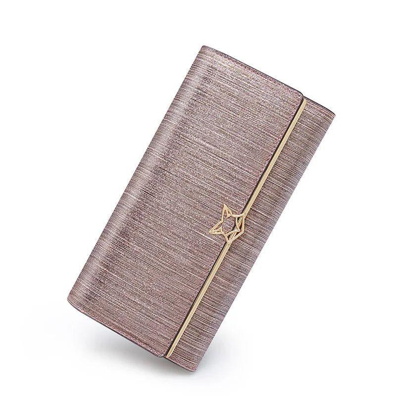 Chic Foxer Women's Long Leather Wallet - Stylish Clutch and Card Holder with Shiny Luxury Finish