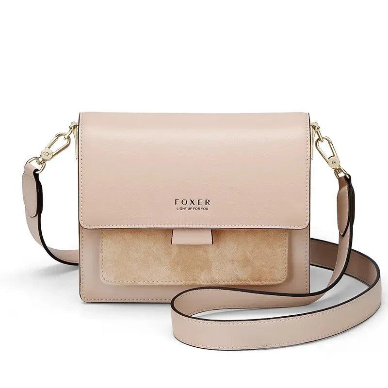 Chic Foxer Women's Mini Crossbody Messenger Bag in Split Leather - Stylish Flap Design for Everyday Elegance and Perfect Gift