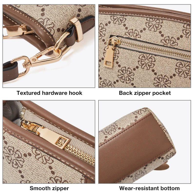 Chic Foxer Women's Monogram PVC Crossbody Messenger Bag - Stylish PU Leather Shoulder Bag for Girls