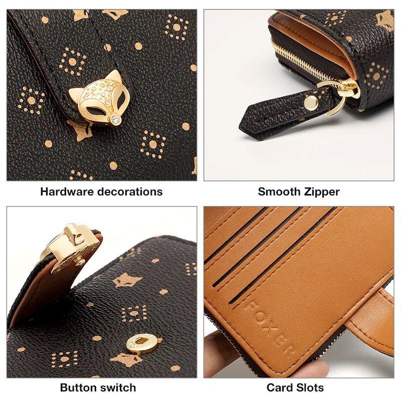 Chic Foxer Women's Signature Mini Wallet - Stylish PVC Card Holder and Coin Purse