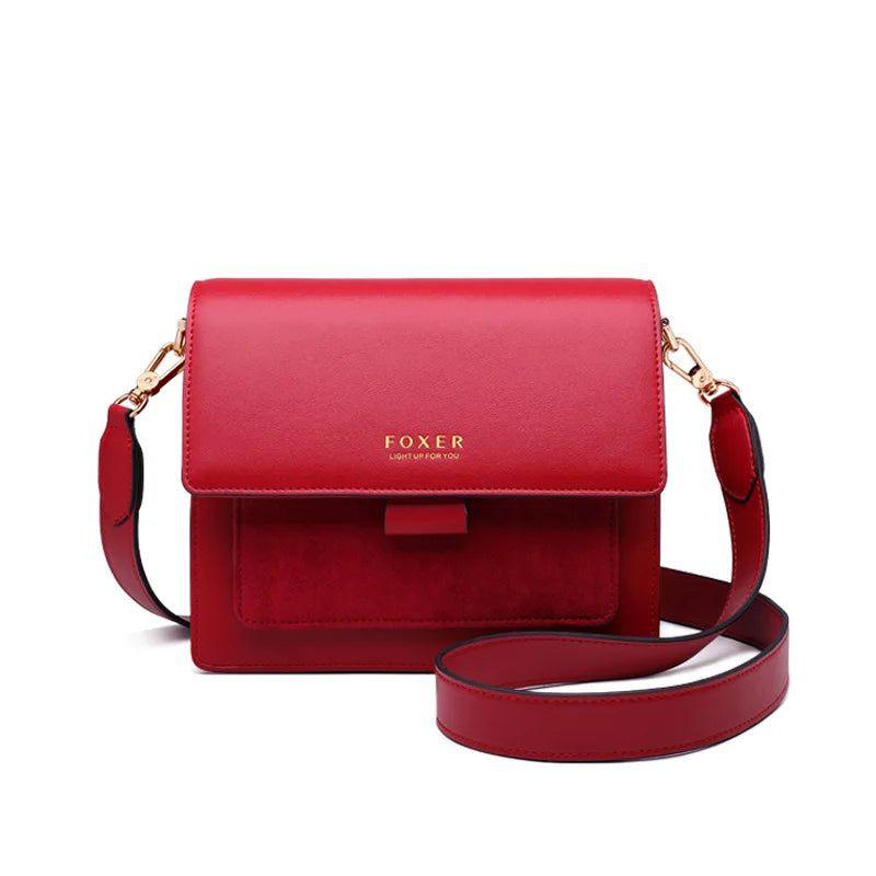 Chic Foxer Women's Split Leather Crossbody Messenger Bag - Ideal for Fashionable Outings and Gifts