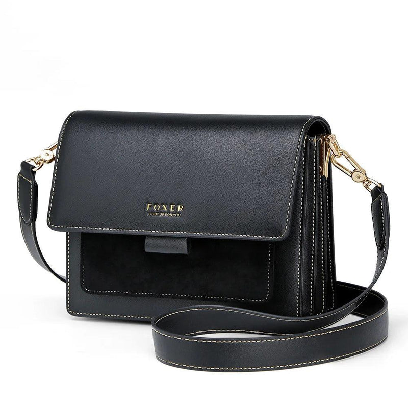 Chic Foxer Women's Split Leather Crossbody Messenger Bag - Ideal for Fashionable Outings and Gifts