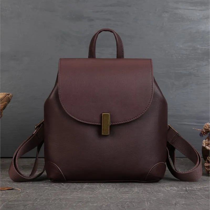 Chic Genuine Leather Women's Backpack - Spacious Travel and School Bag