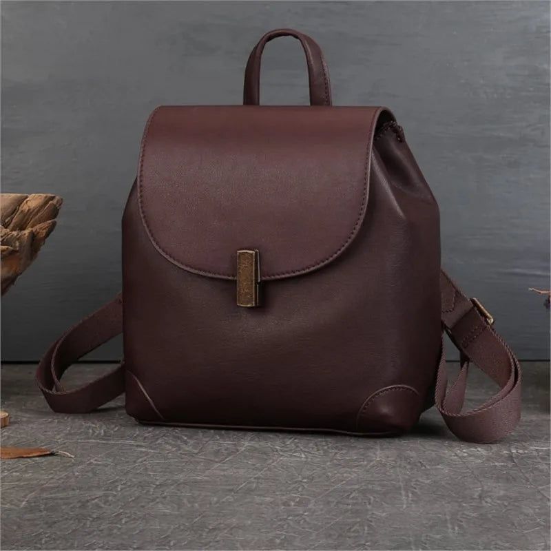 Chic Genuine Leather Women's Backpack - Spacious Travel and School Bag