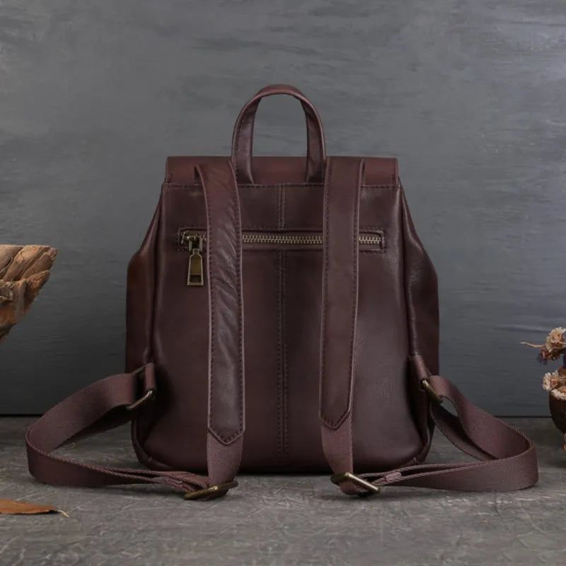 Chic Genuine Leather Women's Backpack - Spacious Travel and School Bag