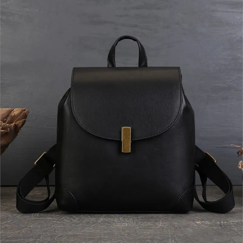 Chic Genuine Leather Women's Backpack - Spacious Travel and School Bag