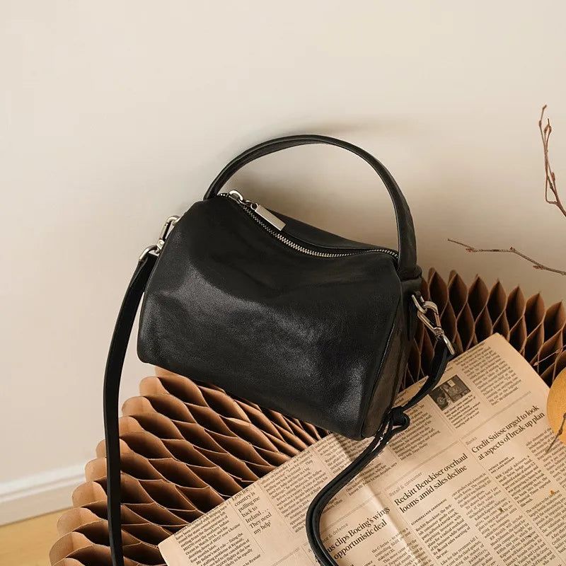 Chic Genuine Leather Women's Casual Shoulder Bag - Soft Cowhide Crossbody Handbag