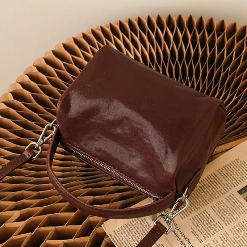 Chic Genuine Leather Women's Casual Shoulder Bag - Soft Cowhide Crossbody Handbag