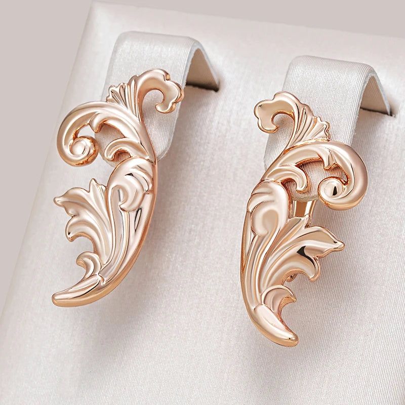 Chic Geometric Glossy Dangle Earrings in 585 Rose Gold – Stylish High-Quality Jewelry