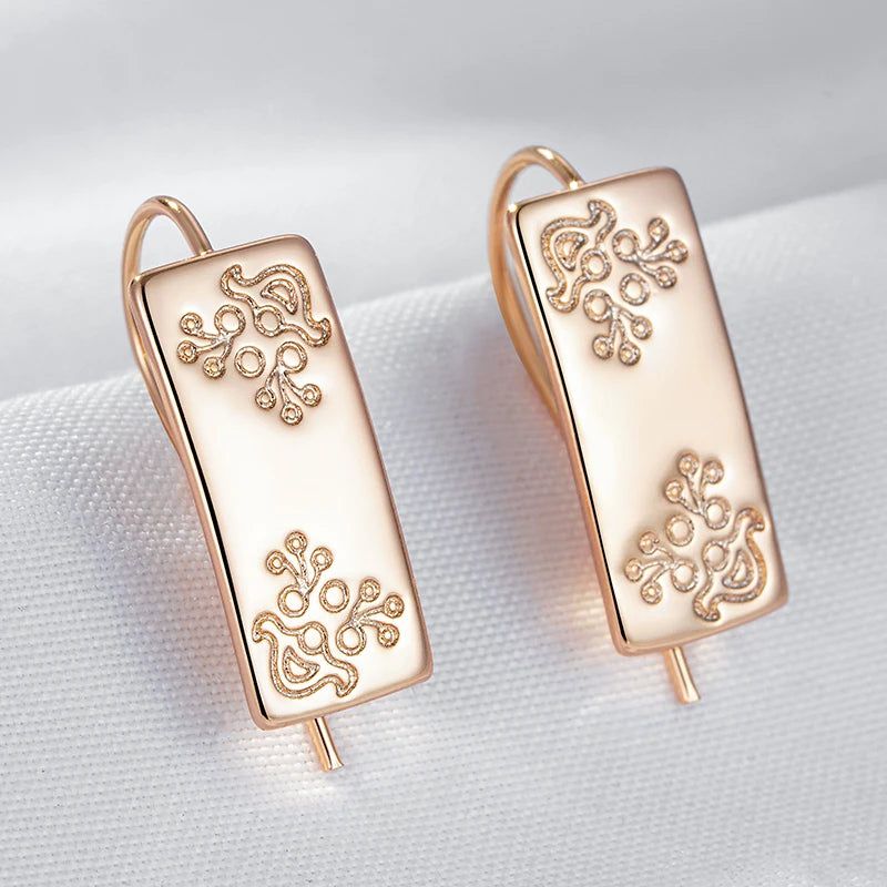 Chic Geometric Long Drop Earrings in Luxurious 585 Rose Gold Finish