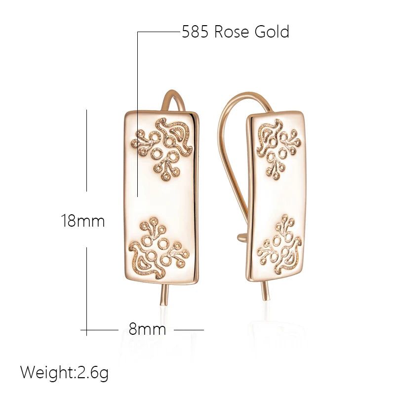 Chic Geometric Long Drop Earrings in Luxurious 585 Rose Gold Finish