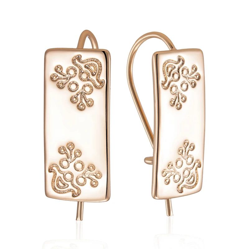 Chic Geometric Long Drop Earrings in Luxurious 585 Rose Gold Finish