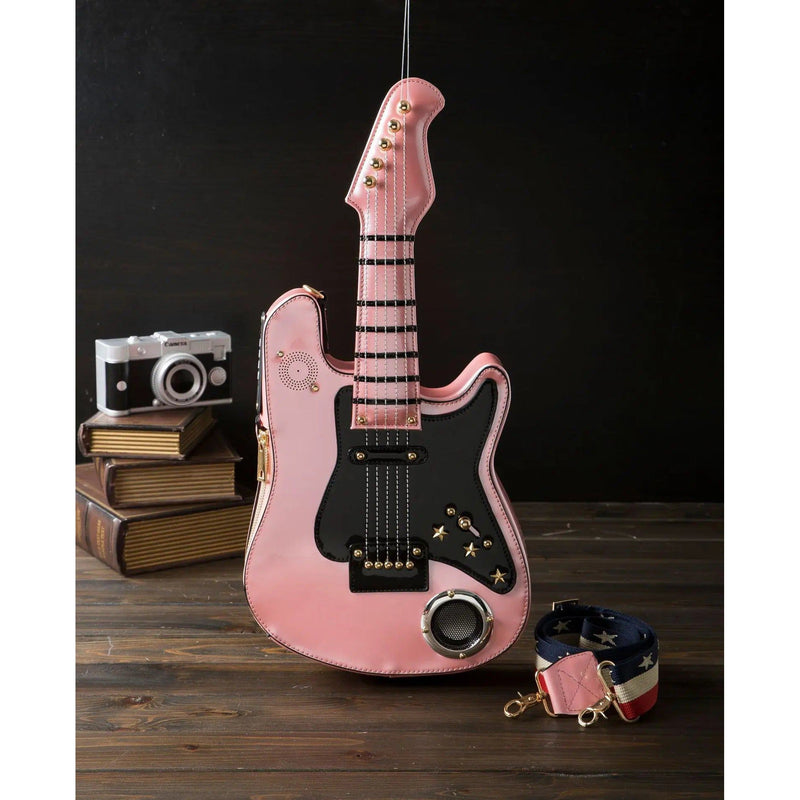 Chic Guitar-Shaped Handbag for Women - Luxury Messenger Bag with USB & SD Compartments