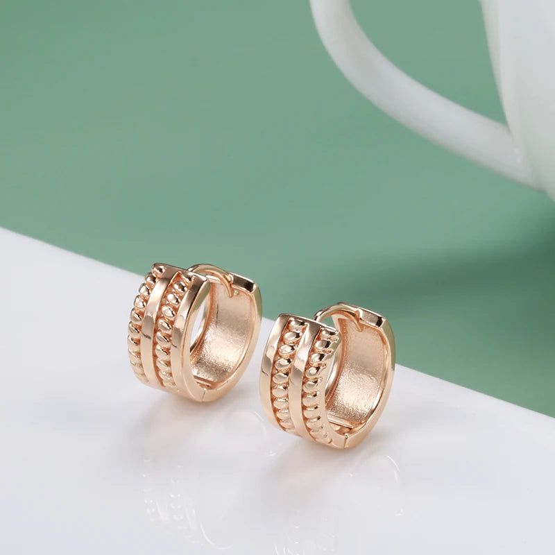 Chic Minimalist 585 Rose Gold Dangle Earrings with Glossy Finish and Cubic Zirconia