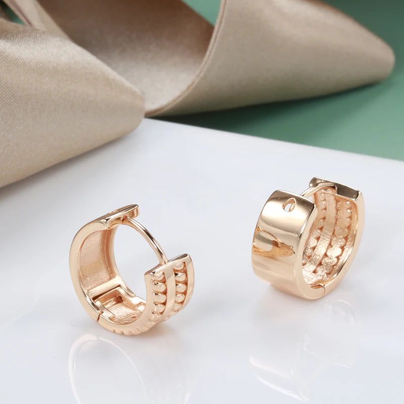 Chic Minimalist 585 Rose Gold Dangle Earrings with Glossy Finish and Cubic Zirconia