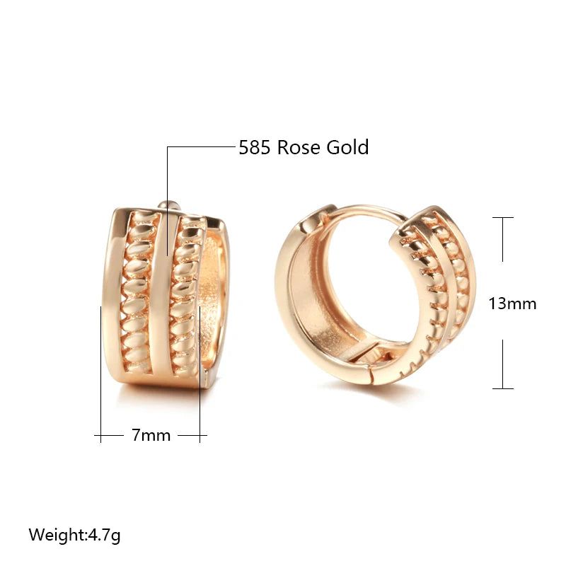 Chic Minimalist 585 Rose Gold Dangle Earrings with Glossy Finish and Cubic Zirconia