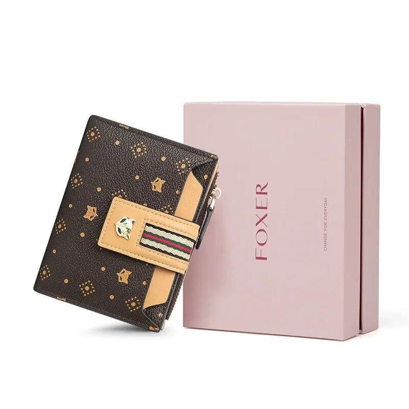 Chic PVC Leather Mini Wallet for Women - Foxer Signature Card Holder and Clutch Bag