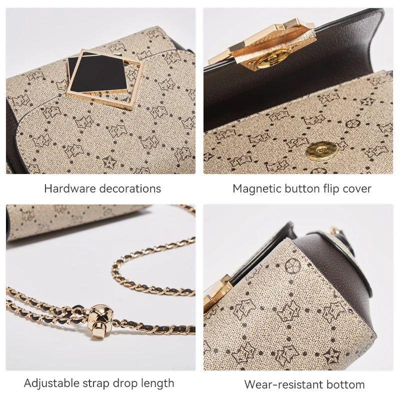 Chic PVC Leather Women’s Crossbody Bag with Chain Strap - Foxer Brand Fashion Messenger Bag