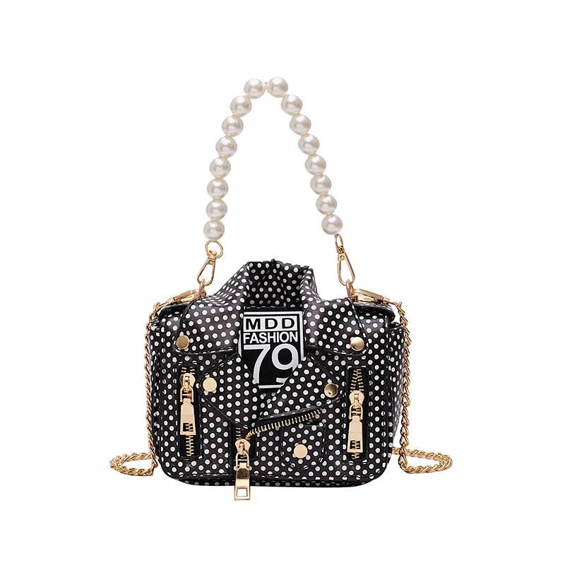 Chic Pearl Handle Mini Dot Jacket Crossbody Bag for Women