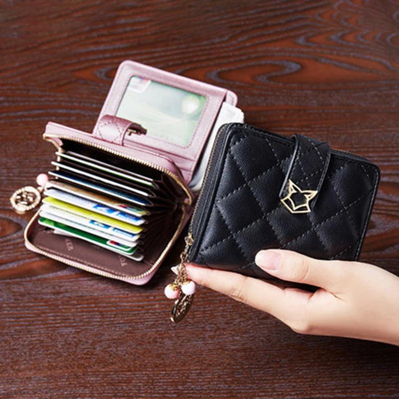 Chic Plaid Women's Split Leather Wallet - High-Quality Multi-Purpose Card Holder & Coin Purse by Foxer