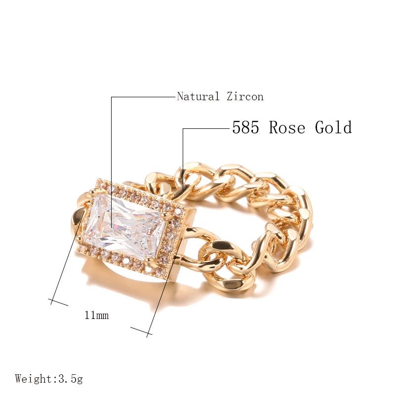 Chic Punk Rose Gold Square Zircon Ring - Hot Fashion Tanks Chain Jewelry