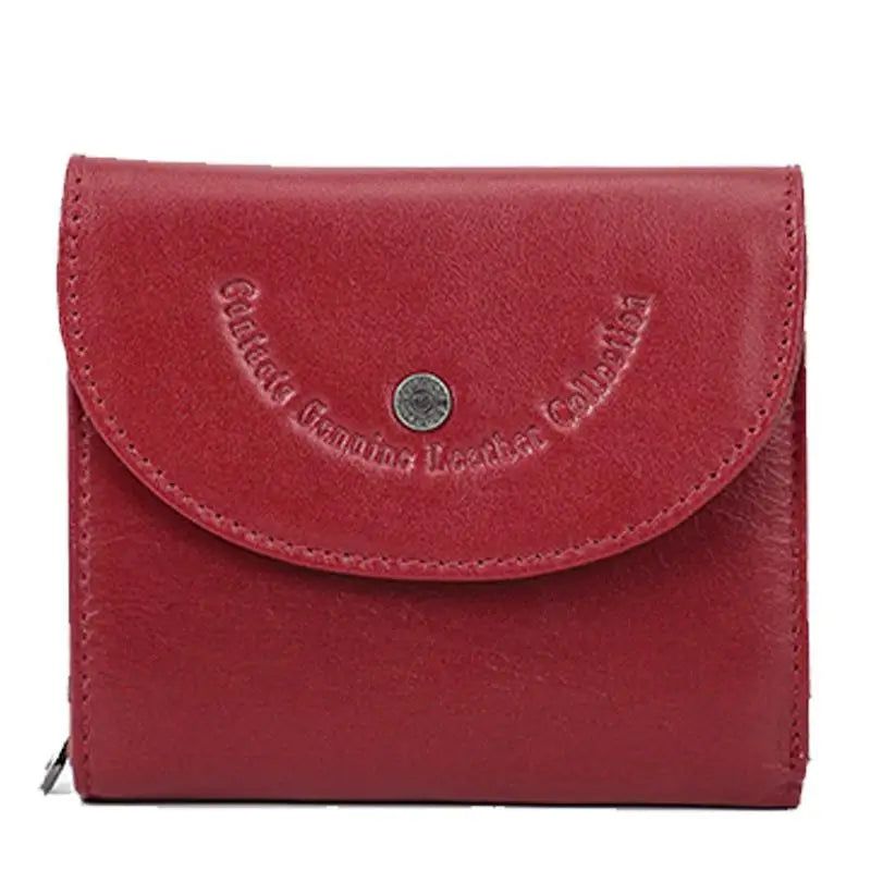 Chic RFID-Blocking Genuine Leather Wallet for Women - Stylish Short Cowhide Three-Fold Purse with Zipper Closure