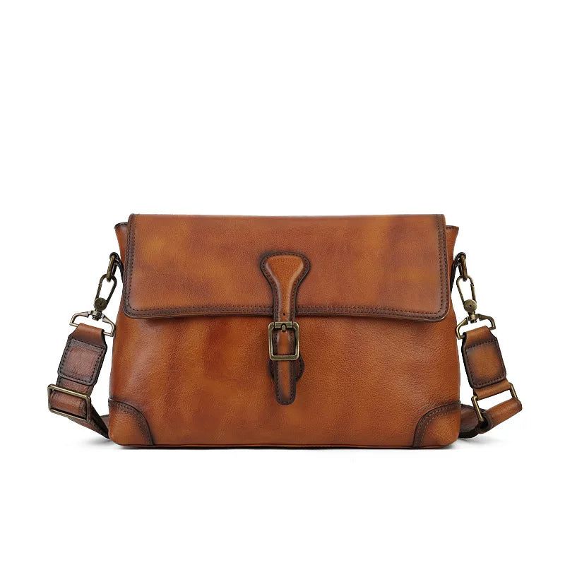 Chic Retro Genuine Leather Crossbody Bag - High-End Cowhide Women's Shoulder Satchel