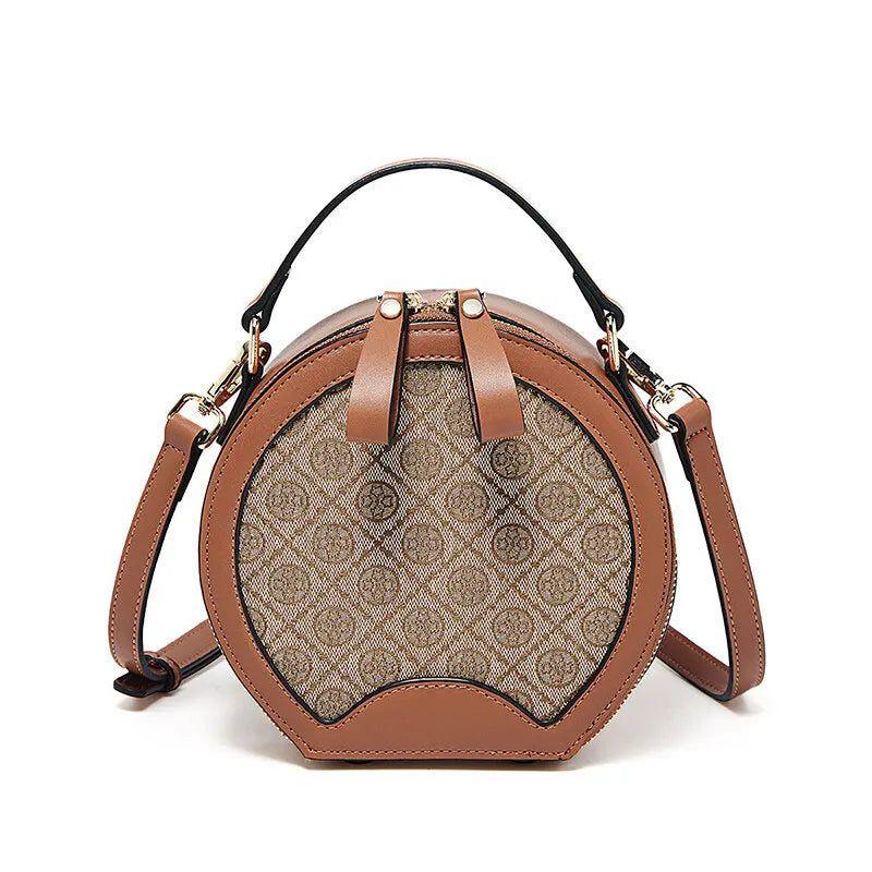 Chic Retro PVC Leather Round Crossbody Handbag for Women - Stylish Circular Shoulder Bag Gift for Girls