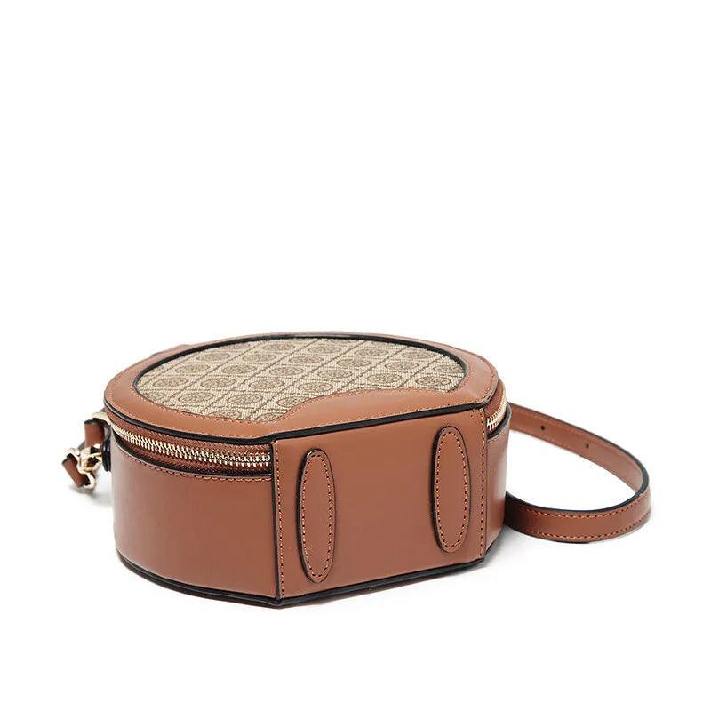 Chic Retro PVC Leather Round Crossbody Handbag for Women - Stylish Circular Shoulder Bag Gift for Girls