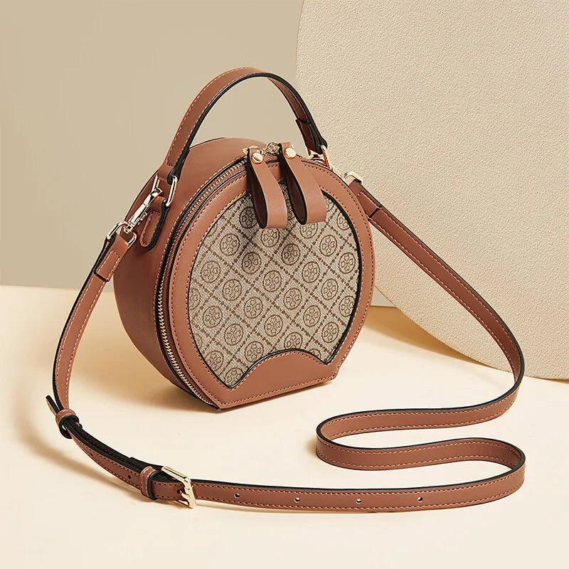 Chic Retro PVC Leather Round Crossbody Handbag for Women - Stylish Circular Shoulder Bag Gift for Girls