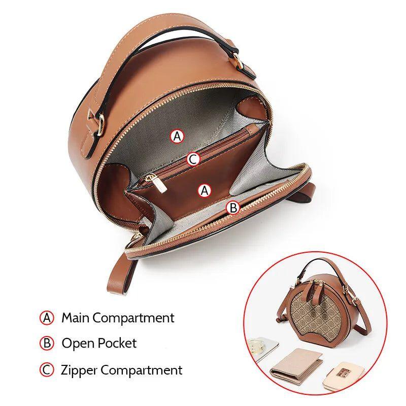 Chic Retro PVC Leather Round Crossbody Handbag for Women - Stylish Circular Shoulder Bag Gift for Girls