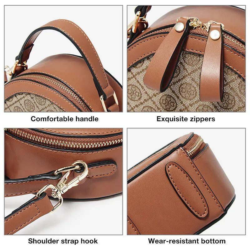 Chic Retro PVC Leather Round Crossbody Handbag for Women - Stylish Circular Shoulder Bag Gift for Girls