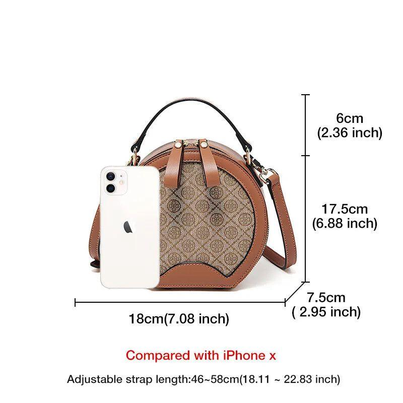 Chic Retro PVC Leather Round Crossbody Handbag for Women - Stylish Circular Shoulder Bag Gift for Girls