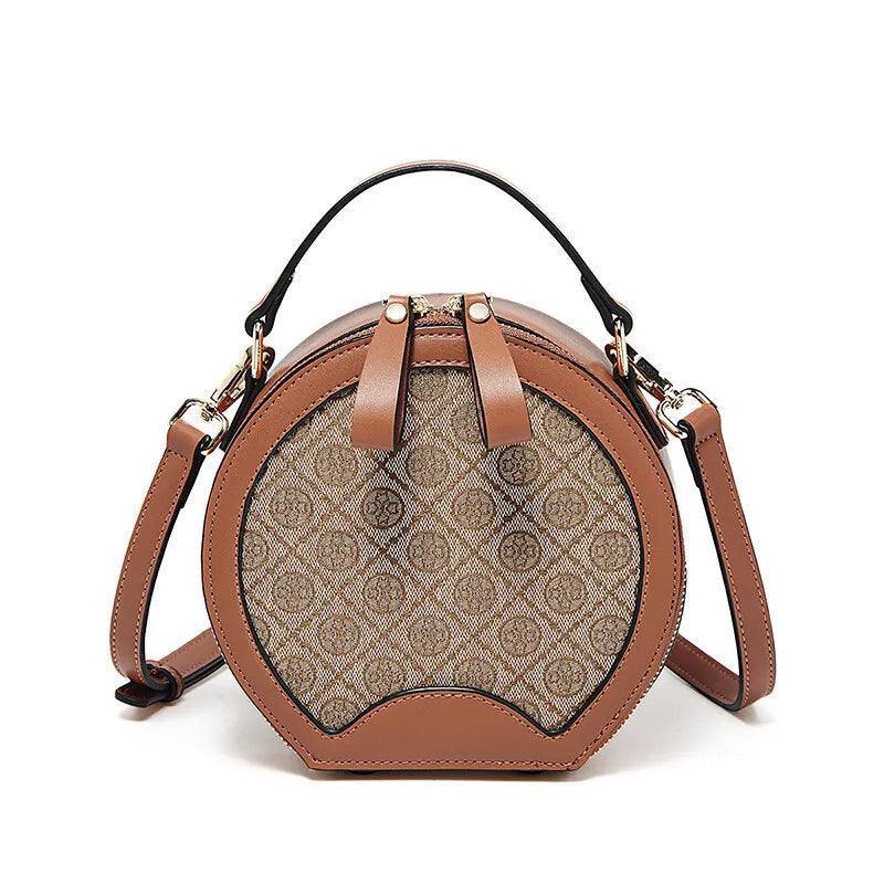 Chic Retro PVC Leather Round Crossbody Handbag for Women - Stylish Circular Shoulder Bag Gift for Girls